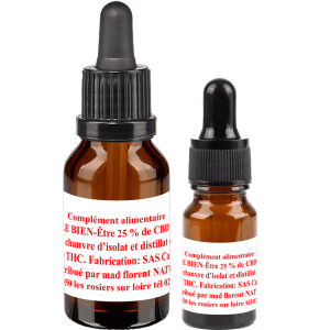 flacon de 30ml et 10ml huile de cbd 25%